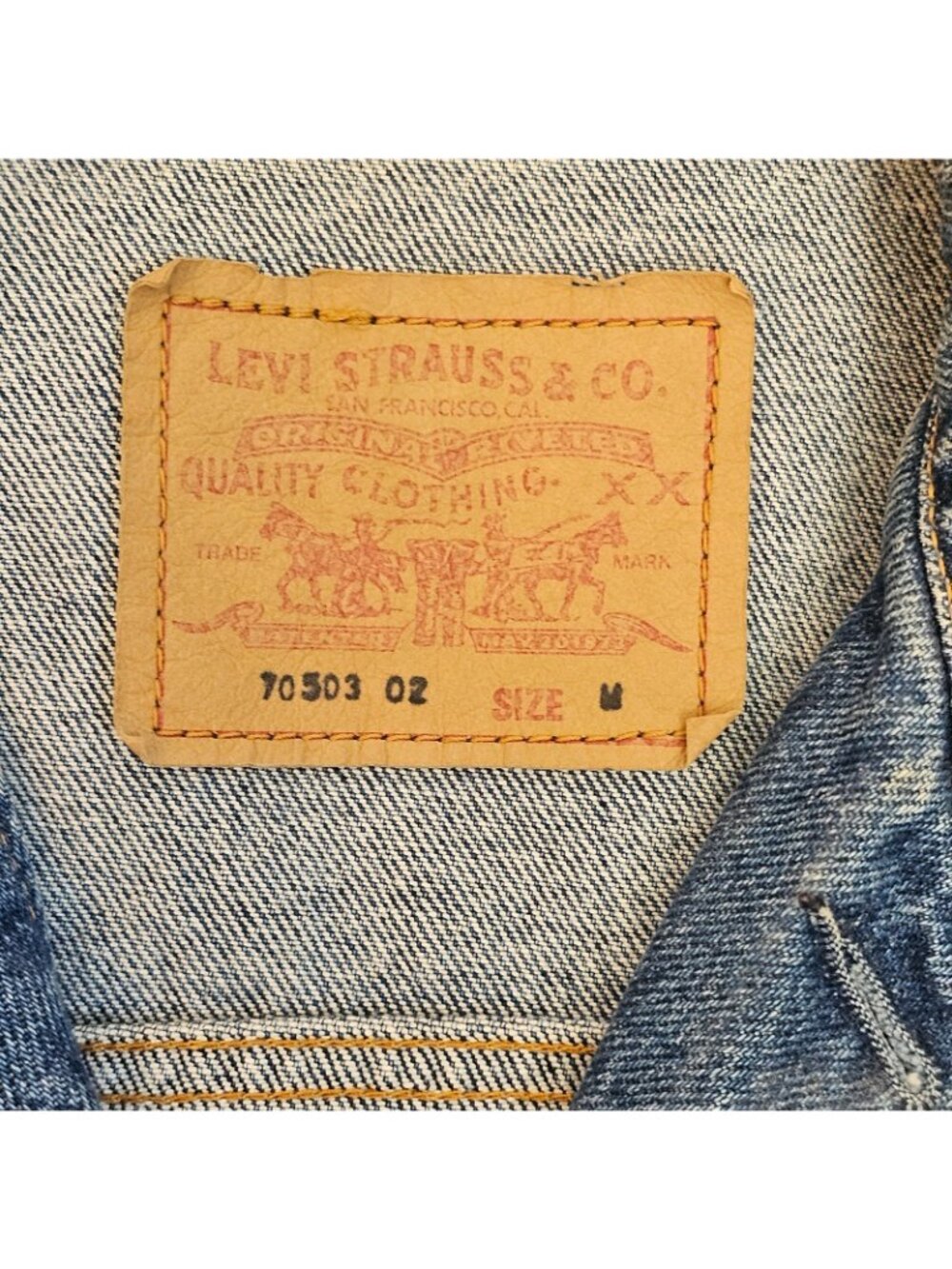 Vtg Levis Jean Jacket M Britain Hard Rock London Denim 70503-02 Trucker 80s 90s - Picture 6 of 14